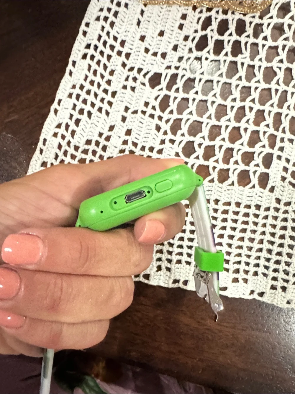 Kids Green Silicone Smartwatch with Block-Pattern Strap